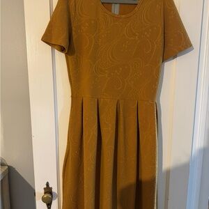 LuLaRoe Mustard Dress with Short Sleeves